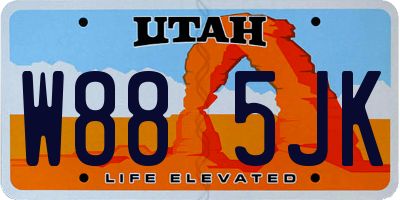 UT license plate W885JK