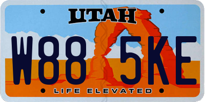UT license plate W885KE