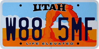 UT license plate W885MF