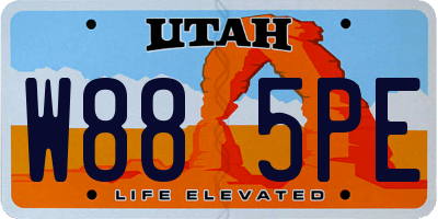 UT license plate W885PE