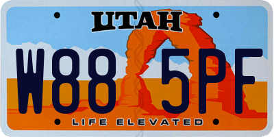 UT license plate W885PF