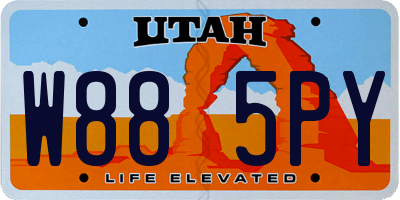 UT license plate W885PY