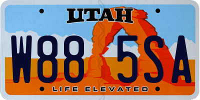 UT license plate W885SA