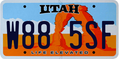 UT license plate W885SF