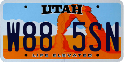UT license plate W885SN
