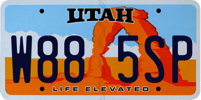 UT license plate W885SP