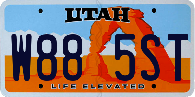 UT license plate W885ST
