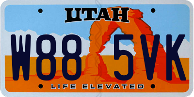 UT license plate W885VK
