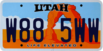 UT license plate W885WW