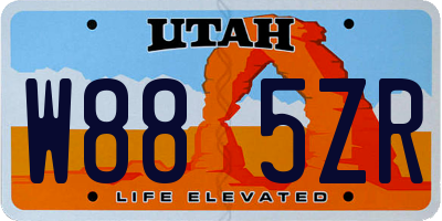 UT license plate W885ZR