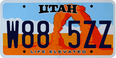 UT license plate W885ZZ
