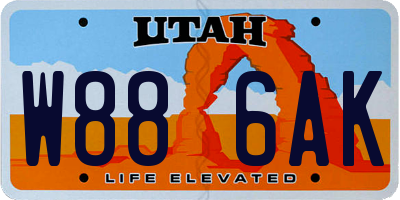 UT license plate W886AK