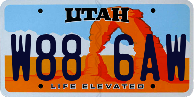 UT license plate W886AW