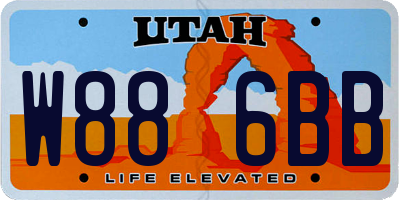 UT license plate W886BB