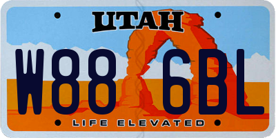 UT license plate W886BL