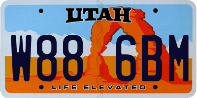 UT license plate W886BM
