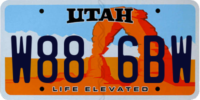 UT license plate W886BW