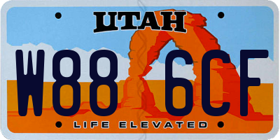 UT license plate W886CF