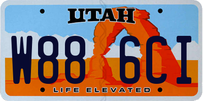 UT license plate W886CI