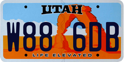 UT license plate W886DB