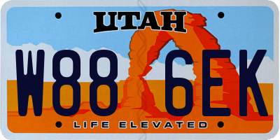 UT license plate W886EK