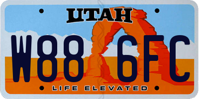 UT license plate W886FC