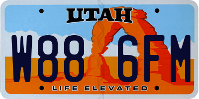 UT license plate W886FM
