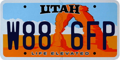 UT license plate W886FP