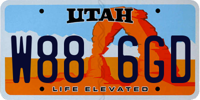 UT license plate W886GD