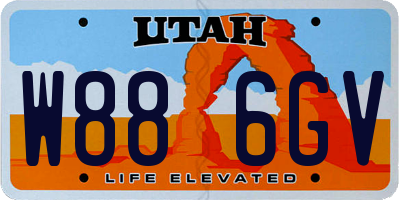 UT license plate W886GV