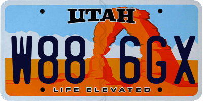UT license plate W886GX