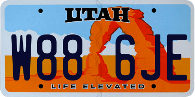 UT license plate W886JE