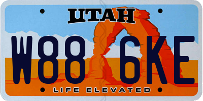 UT license plate W886KE