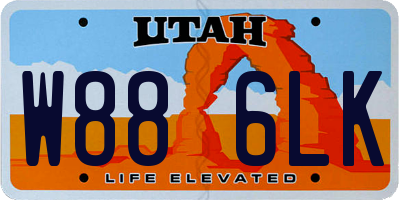 UT license plate W886LK