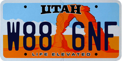 UT license plate W886NF