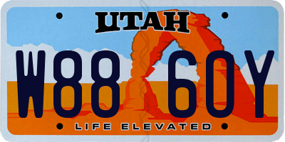 UT license plate W886OY