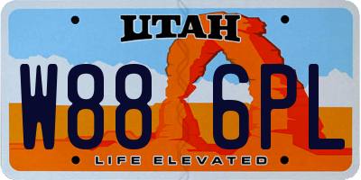 UT license plate W886PL