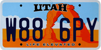 UT license plate W886PY