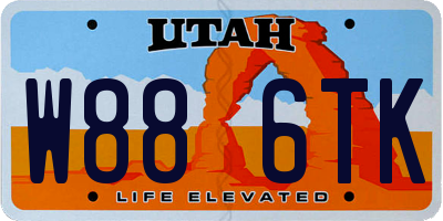 UT license plate W886TK