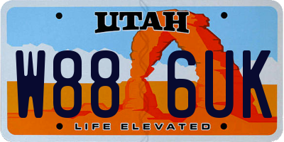 UT license plate W886UK