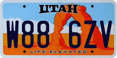 UT license plate W886ZV