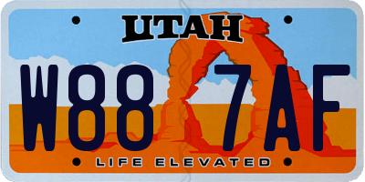 UT license plate W887AF