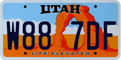 UT license plate W887DF