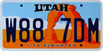 UT license plate W887DM