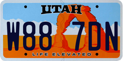 UT license plate W887DN