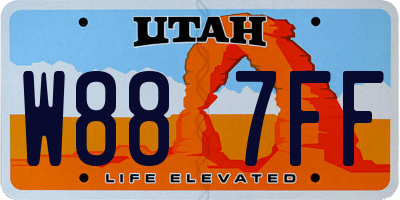 UT license plate W887FF
