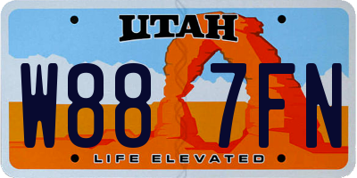 UT license plate W887FN