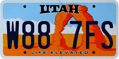 UT license plate W887FS