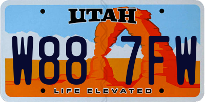 UT license plate W887FW