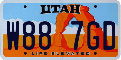 UT license plate W887GD